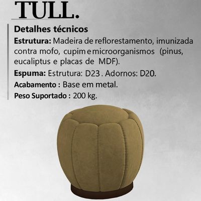 Kit 2 Puff Puf Para Sala Base Metal Tull Veludo Sl 945 Peer Sl 945