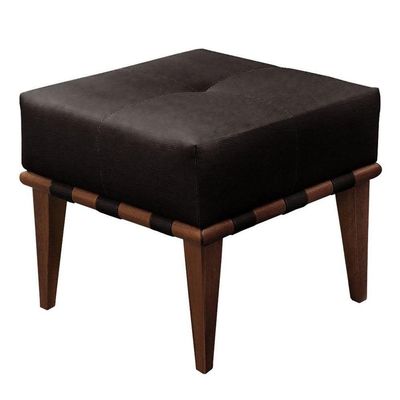 Conjunto - 2 Puffs Banqueta Noé Luxo Castellar Móbile Corino Preto