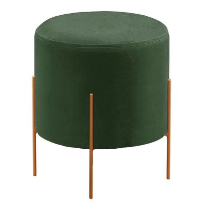 Conjunto - 2 Puff Banqueta Odim Bronze Luxo Castellar Móbile Veludo Verde