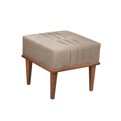 Conjunto - 2 Puffs Banqueta Maya Luxo Castellar Móbile Linho Cappuccino