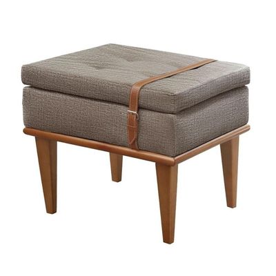 Conjunto - 2 Puffs Banqueta Londres Luxo Castellar Móbile Linho Cappuccino