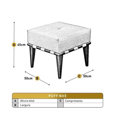 Conjunto - 2 Puffs Banqueta Noé Luxo Castellar Móbile Veludo Bege Claro