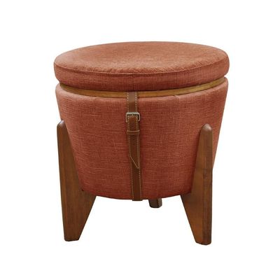 Conjunto - 2 Puffs Banqueta Fênix Baú Mesa Castellar Móbile Linho Terracota