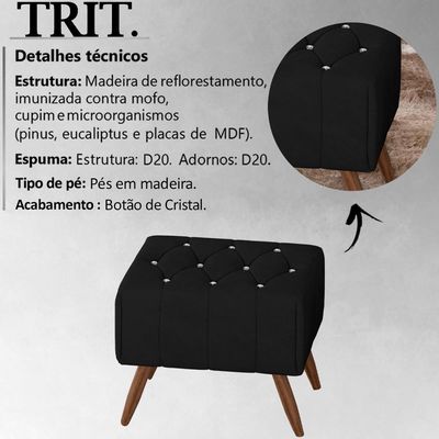 Kit 2 Puff Puf Para Sala Pes Madeira Trit Veludo Sl 944 Peer Sl 944