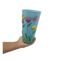 Vaso Metal Enfeite Jardim Quintal Varanda Borboleta Flor Azul (sybo-g7)