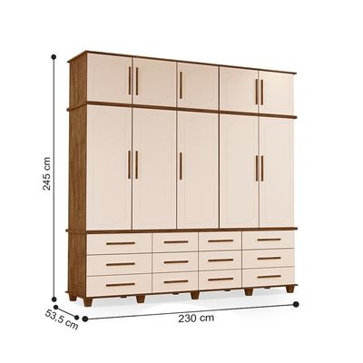 Guarda-roupa Com 5 Portas Berlim Malbec Off White