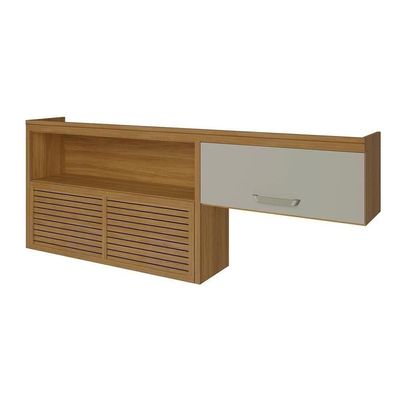 Armário Aéreo P- Cozinha Princesa C- Nicho E 2 Portas Basculante Ripado 200cm Freijo-off White