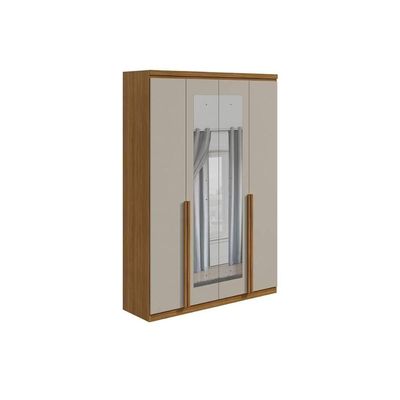 Guarda Roupa Solteiro 4 Portas E 2 Gavetas C- Espelho Alonzo New Branco - Lopas