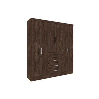 Guarda Roupa Solteiro 6 Portas E 4 Gavetas Arizona Cinamomo-off White - Tcil Móveis