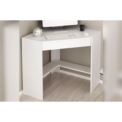 Mesa De Escritório Canto Me4169 C- 1 Gaveta Amêndoa - Tecno Mobili