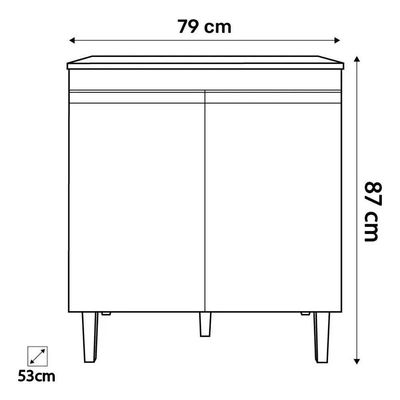 Balcão Para Cooktop Armário De Cozinha Andréia - Ajl Móveis Cor Cinza