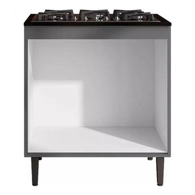 Balcão Para Cooktop Armário De Cozinha Andréia - Ajl Móveis Cor Cinza