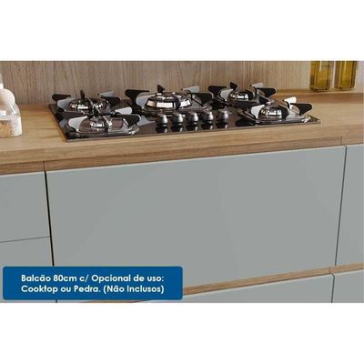 Cozinha Completa Rainha Gourmet 6 Peças (3aéreos+2balcões+1paneleiro) C6p01 Branca-nature - Nesher