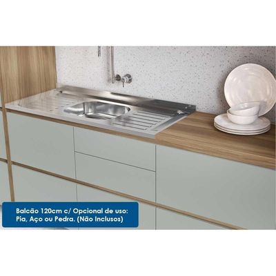 Cozinha Completa Rainha Gourmet 6 Peças (3aéreos+2balcões+1paneleiro) C6p01 Branca-nature - Nesher