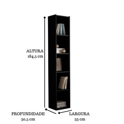 Estante Livreiro Com Prateleiras Janaína Preto