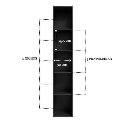 Estante Livreiro Com Prateleiras Janaína Preto