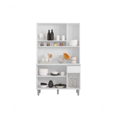 Kit Cozinha Compacta 105cm Com 6 Portas 1 Gaveta Márcia Cinza