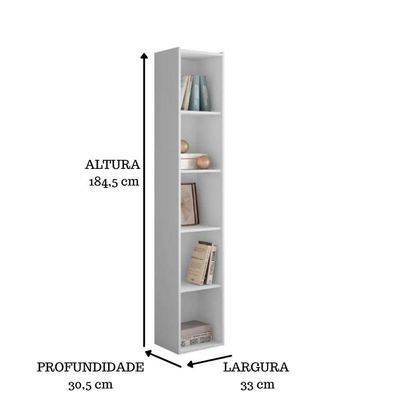 Estante Livreiro Com Prateleiras Janaína Kit 3 Unid Branco