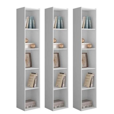 Estante Livreiro Com Prateleiras Janaína Kit 3 Unid Branco