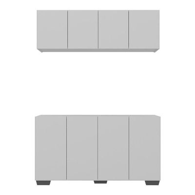 Kit Armário De Cozinha Aéreo E Balcão 4 Portas Multimóveis Mp2171 Branco/preto Branco/preto
