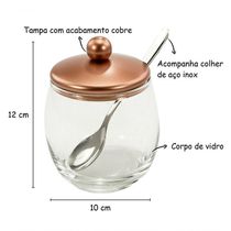 Açucareiro Pote Para Açucar Tampa Cobre Andrea Com Colher