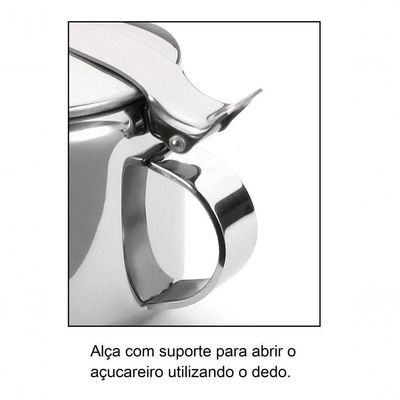 Açucareiro Inox Pote Para Açucar 250g Com Colher Aço Inoxidavel Mesa Chá Café Casa Cozinha Mesa