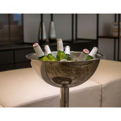 Champanheira Com Pedestal De Aço Inox Balde De Gelo 12,2 Litros Chapagneira De Chão Festa Evento