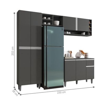 Cozinha Compacta Chicago Cinza Fosco