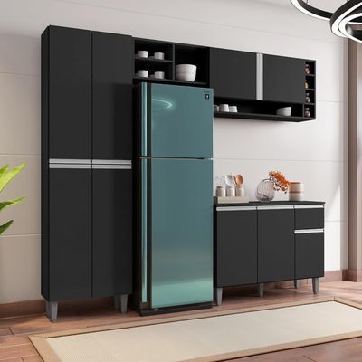 Cozinha Compacta Chicago Preto Fosco