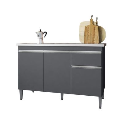 Balcão De Cozinha 2 Portas Oxford Cinza Fosco
