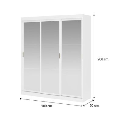 Guarda Roupa Casal 3 Portas 4 Gav Espelho Branco Carraro 1144