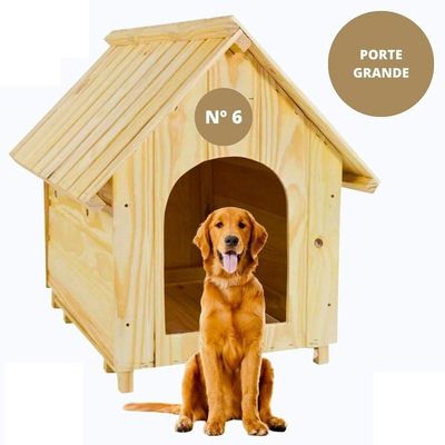Casinha De Cachorro De Madeira Sem Pintura Simples Gigante N6
