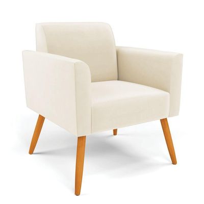 Sofá Namoradeira Com 2 Poltronas Pés Palito Castanho Marisa Veludo D03 - D\'rossi Cor Bege