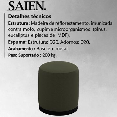 Kit 2 Puff Puf Para Sala Base Metal Saien Linho Sl 74 Peer Sl 74