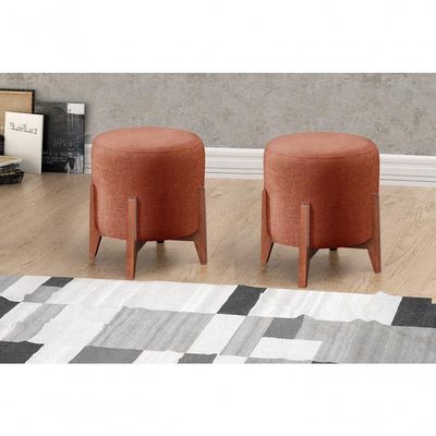 Conjunto - 2 Puffs Banqueta Thor Luxo Castellar Móbile Linho Terracota