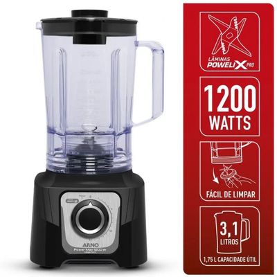 Liquidificador LN78 Power Max Limpa Fácil 1200W Arno Preto / 110V