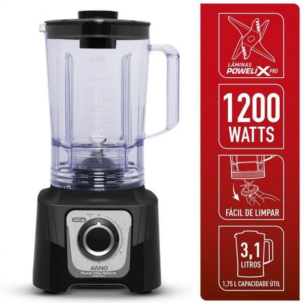 Liquidificador LN78 Power Max Limpa Fácil 1200W Arno Preto / 220V