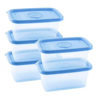 Conjunto 5 Potes Retangular 380ml Pop Plasútil Azul