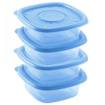 Conjunto 4 Potes Quadrado 400ml Pop Plasútil Azul