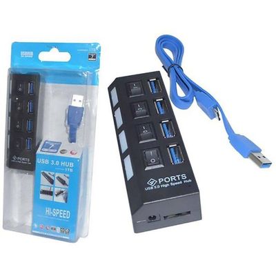 Hub Usb 3.0 4 Portas Super Speed Com Botão De Liga e Desliga