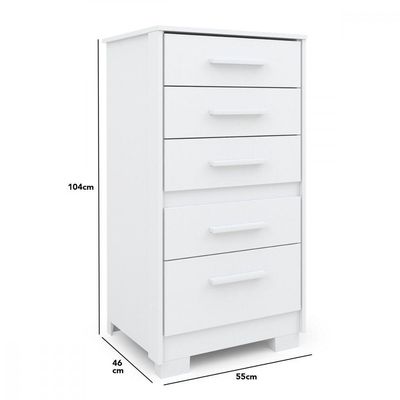 Cômoda Gaveteiro Primacy 5 Gavetas Branca Batrol Branco