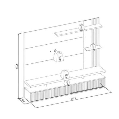 Painel Home Maragogi 182cm Tv Até 60 Polegadas Linea Brasil Nature Com Off White