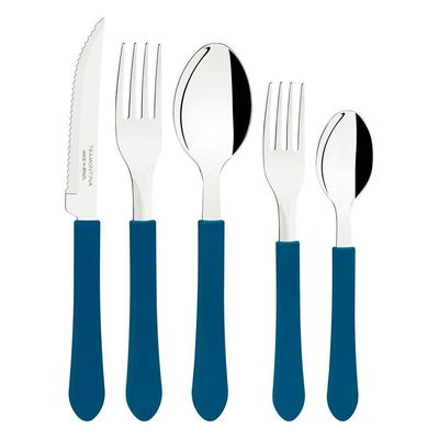Faqueiro Talheres Leme Inox 40 Peças Tramontina Azul