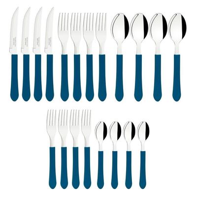 Faqueiro Talheres Leme Inox 40 Peças Tramontina Azul