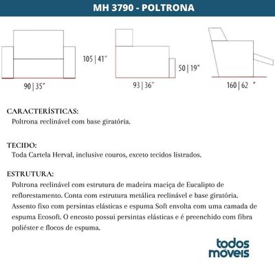 Poltrona Reclinável Mh-3678 Herval Estofada Motorizada Marrom C