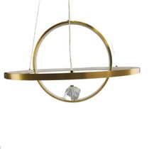 Luminaria Lustre Pendente 2 Aneis Arco Infinito Planeta Luxo Diamante Design Moderno Sala Mesa