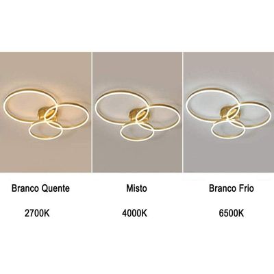 Lustre Led Luminaria 3 Em 1 Arco Infinito Orbital Perfil Luxo Moderno Decorativo Sala Quarto