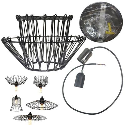 Lustre Pendente Luminaria Ajustavel Rustica Moderna Metal Aramado Sala Mezanino Quarto
