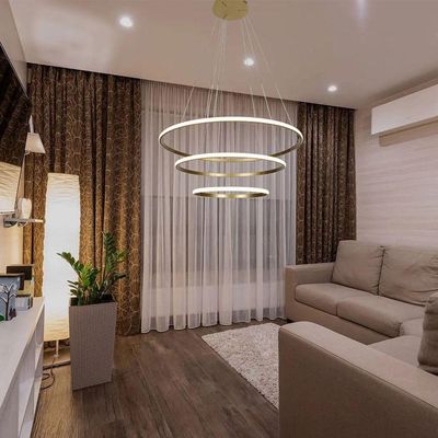 Luminaria 3 Em 1 Arco Aneis Lustre Pendente Regulavel Ajustavel Perfil Infinito Led Iluminaçao