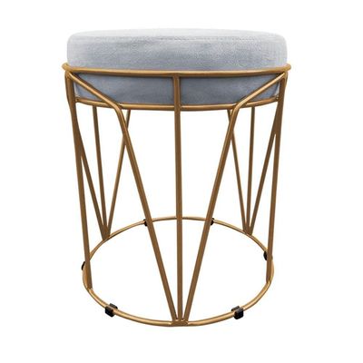 Puff Multiuso Com Mesa 2 Em 1 Suede Base Dourado Cinza